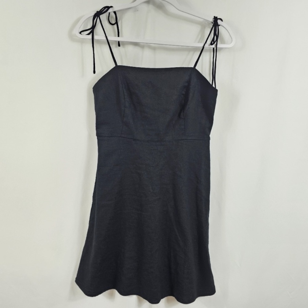 Linen Tie Shoulder Pocketed Dress - Picture 2 of 2